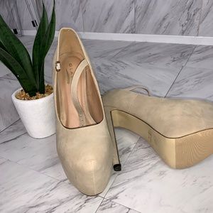 Tan platform heels